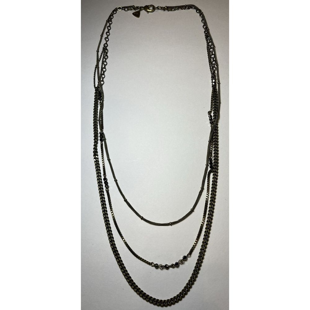 DKR Three Strand With Glass Bead Brass Handmade Designer Necklace 16" Inch